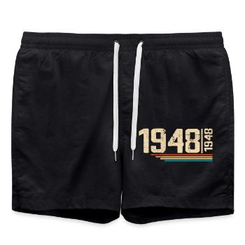Vintage Anniversary 1948 Birthday Party 1948 - Swim Trunks - black - Front - AI Model Male 185 light (185cm)