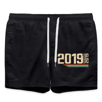 Millésime Anniversaire 2019 Fête Anniversaire 2019 - Short de bain - noir - Devant - AI Model Male 185 light (185cm)