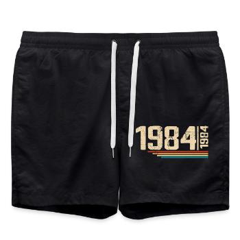 Vintage Anniversary 1984 Birthday Party 1984 - Swim Trunks - black - Front - AI Model Male 185 light (185cm)