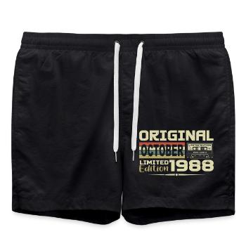 Anniversaire Octobre 1988 Original | Octobre 1988 - Short de bain - noir - Devant - AI Model Male 185 light (185cm)