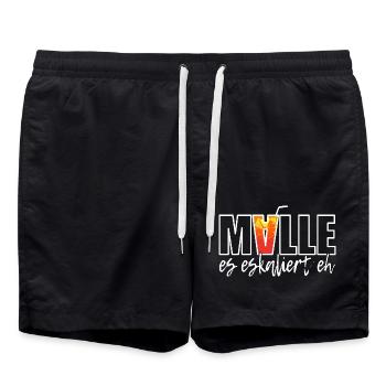 Malle - Es eskaliert eh - Mallorca Urlaub - Badeshorts - Schwarz - Vorne - AI Model Male 185 light (185cm)
