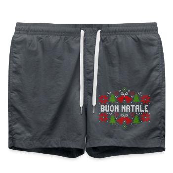 Buon Natale Frohe Weihnachten Italien Geschenk - Badeshorts - Anthrazit - Vorne - AI Model Male 185 light (185cm)