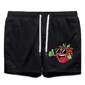Partying Strawberry Costume for Boys and Girls - Swim Trunks - black - Front - AI Model Male 185 light (185cm)