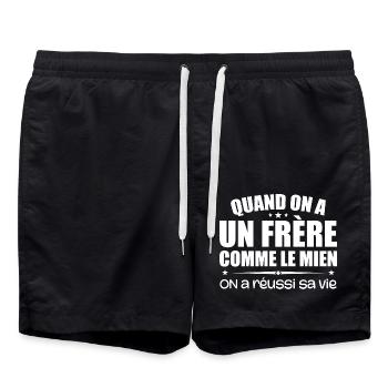 Quand On A Un Frère Comme Le Mien | Cadeau Frères - Short de bain - noir - Devant - AI Model Male 185 light (185cm)