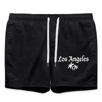 Los Angeles Palmen - Badeshorts - Schwarz - Vorne - AI Model Male 185 light (185cm)