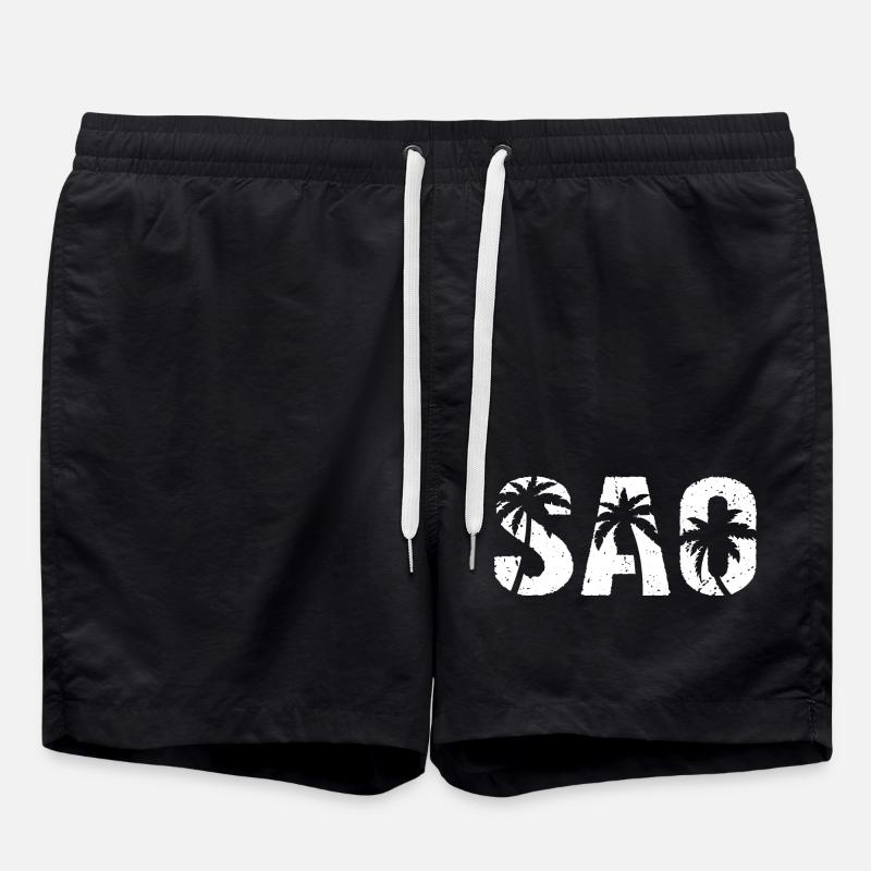Sao Beach Palm Trees - Swim Trunks - black