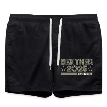 Rentner 2025 Ruhestand Geschenk - Badeshorts - Schwarz - Vorne - AI Model Male 185 light (185cm)