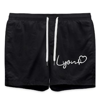 Lyon Herzschlag - Badeshorts - Schwarz - Vorne - AI Model Male 185 light (185cm)