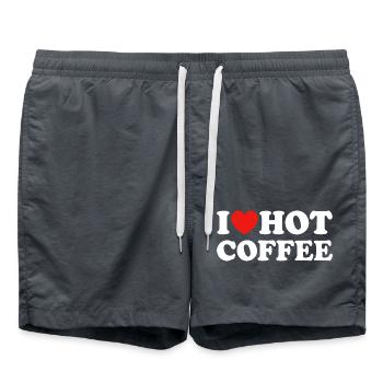 I Love Hot Coffee Coffee Saying - Swim Trunks - anthracite - Front - AI Model Male 185 light (185cm)