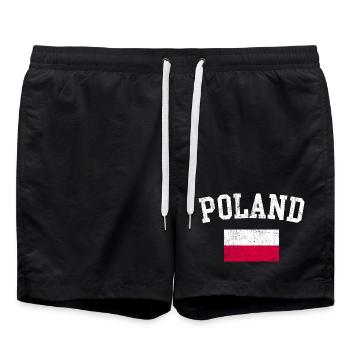 Poland Flag Arch Typography - Swim Trunks - black - Front - AI Model Male 185 light (185cm)