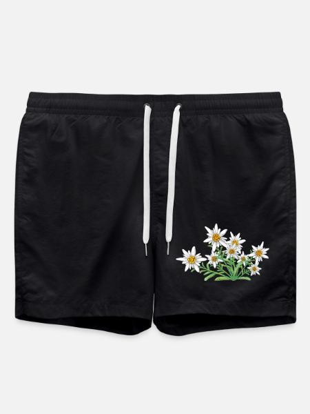 L’Edelweiss, Fleur des Alpes, Fleur de Suisse - Short de bain - noir