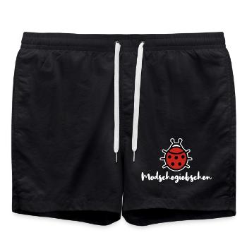 Modschegiebchen Marienkäfer Sächsisch Dialekt - Badeshorts - Schwarz - Vorne - AI Model Male 185 light (185cm)