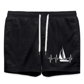 sailing sailor segelboot boot Herzschlag puls ekg - Badeshorts - Schwarz - Vorne - AI Model Male 185 light (185cm)