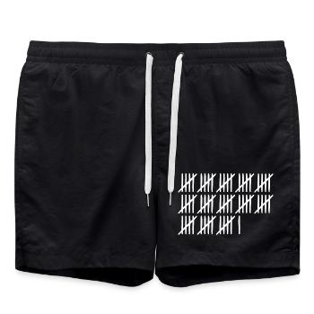 66e anniversaire Liste-barres 66 ans - Short de bain - noir - Devant - AI Model Male 185 light (185cm)