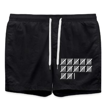 61 anniversaire Liste-barres - 61 ans - Short de bain - noir - Devant - AI Model Male 185 light (185cm)