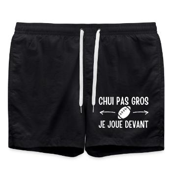 rugby, rugby sport, rugby humour - Short de bain - noir - Devant - AI Model Male 185 light (185cm)