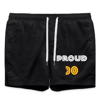 feiern, proud 30 - Badeshorts - Schwarz - Vorne - AI Model Male 185 light (185cm)