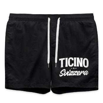 Logo d’écriture Tessin Suisse - Short de bain - noir - Devant - AI Model Male 185 light (185cm)