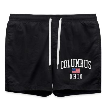 Emblème de Columbus, Ohio, avec drapeau américain - Short de bain - noir - Devant - AI Model Male 185 light (185cm)