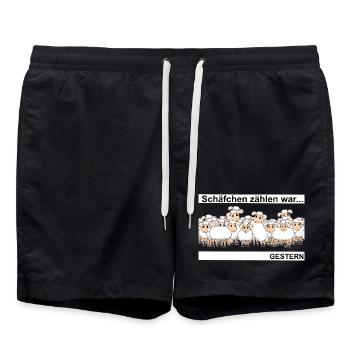 Schäfchen zählen - Badeshorts - Schwarz - Vorne - AI Model Male 185 light (185cm)