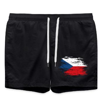 Czech Republic flag used - Swim Trunks - black - Front - AI Model Male 185 light (185cm)