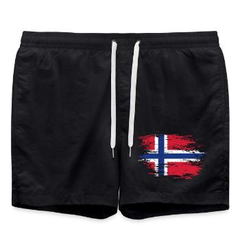 Norway flag used - Swim Trunks - black - Front - AI Model Male 185 light (185cm)