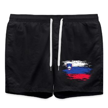 Slovenia Flag used - Swim Trunks - black - Front - AI Model Male 185 light (185cm)