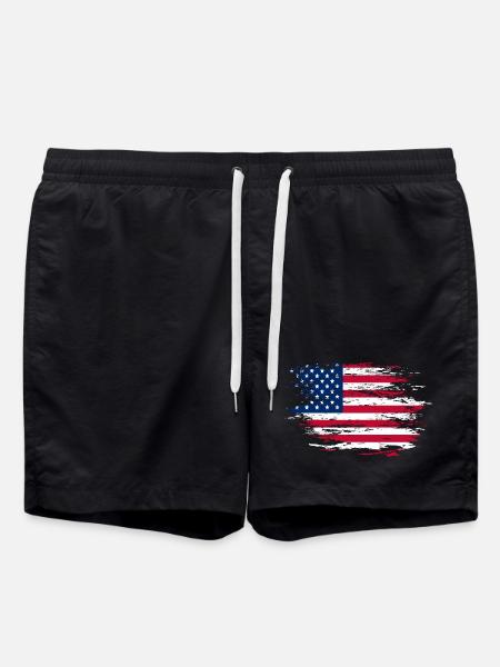 USA flag used - Swim Trunks - black