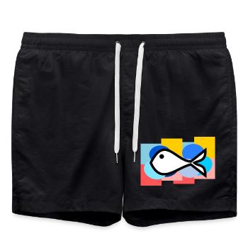 SARDINE. FISH. APRIL FOOL. EASTER. SEA - Swim Trunks - black - Front - AI Model Male 185 light (185cm)