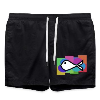 SARDINE. FISH. APRIL FOOL. EASTER. SEA - Swim Trunks - black - Front - AI Model Male 185 light (185cm)
