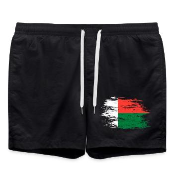 Drapeau de Madagascar utilisé - Short de bain - noir - Devant - AI Model Male 185 light (185cm)