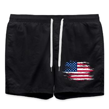 Drapeau des États-Unis utilisé - Short de bain - noir - Devant - AI Model Male 185 light (185cm)