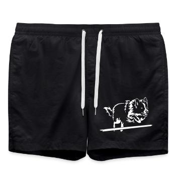 Border Collie "Black Edition" - Badeshorts - Schwarz - Vorne - AI Model Male 185 light (185cm)
