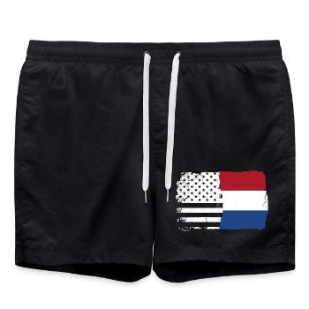 Flag Fusion: Stars Stripes Dutch Brush - Swim Trunks - black - Front - AI Model Male 185 light (185cm)