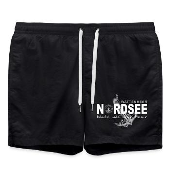 Watt will man Meer - Badeshorts - Schwarz - Vorne - AI Model Male 185 light (185cm)