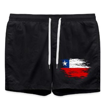 Chile Flagge used - Badeshorts - Schwarz - Vorne - AI Model Male 185 light (185cm)
