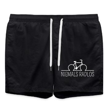 Niemals Radlos - Geschenk Fahrrad, Radsport, Bike - Badeshorts - Schwarz - Vorne - AI Model Male 185 light (185cm)