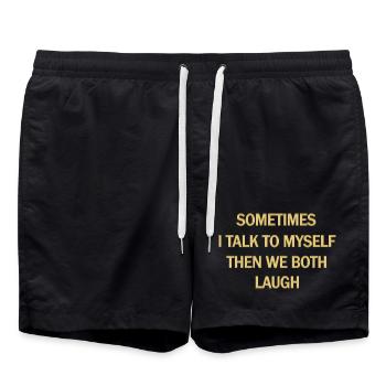 Self-Reflective Humour Quote Design - Swim Trunks - black - Front - AI Model Male 185 light (185cm)
