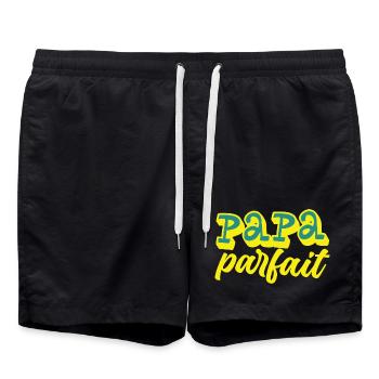 Papa Fête Des Pères Humour Vintage Geek Printemps - Short de bain - noir - Devant - AI Model Male 185 light (185cm)
