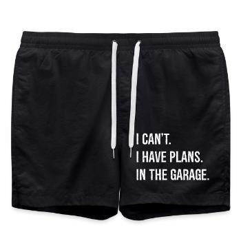 I can't I have plans in the garage funny shirt - Short de bain - noir - Devant - AI Model Male 185 light (185cm)