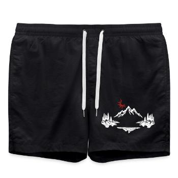 White Mountain Landscape - Swim Trunks - black - Front - AI Model Male 185 light (185cm)