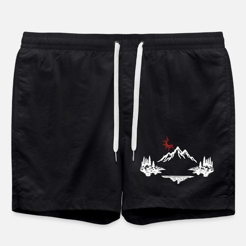 White Mountain Landscape - Swim Trunks - black