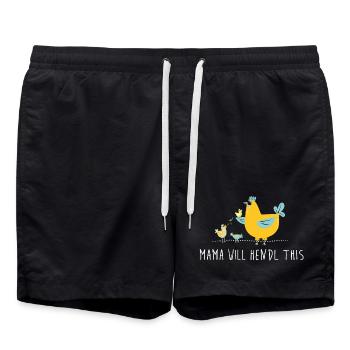 Mama will hendl this - Badeshorts - Schwarz - Vorne - AI Model Male 185 light (185cm)