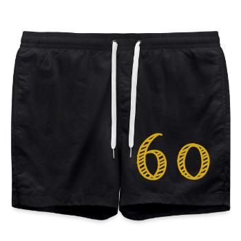 60. 60 ANS. 60e ANNIVERSAIRE. ANNIVERSAIRE 60 ANS. - Short de bain - noir - Devant - AI Model Male 185 light (185cm)