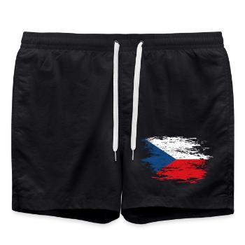 Tschechien Flagge used - Badeshorts - Schwarz - Vorne - AI Model Male 185 light (185cm)