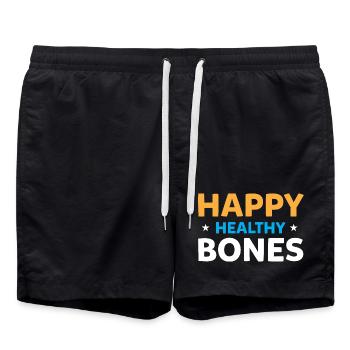 Happy Healthy Bones - Für Starke Knochen - Badeshorts - Schwarz - Vorne - AI Model Male 185 light (185cm)