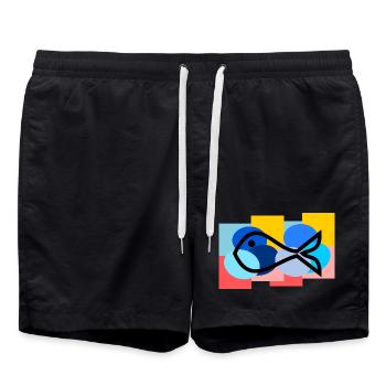 FISH. SARDINE. APRIL FOOL. SEA. OCEAN - Swim Trunks - black - Front - AI Model Male 185 light (185cm)