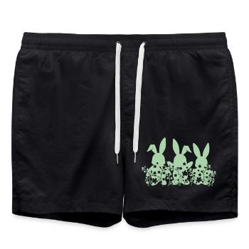 Lapins Fleurs de Pâques - Short de bain - noir - Devant - AI Model Male 185 light (185cm)