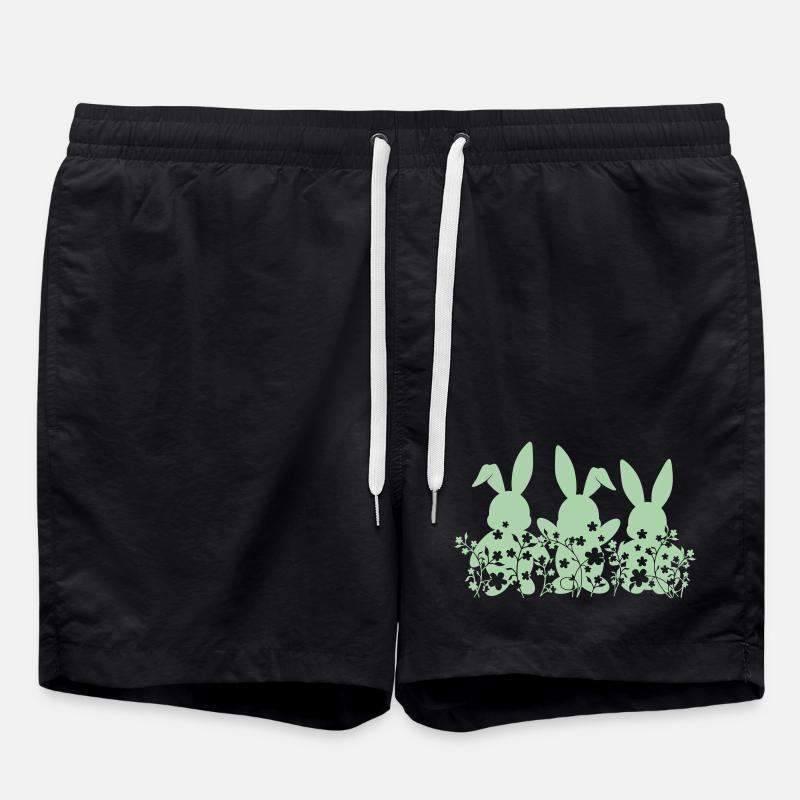 Bunnies Easter Flowers - Swim Trunks - black