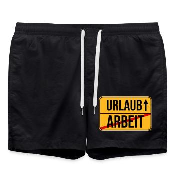 Urlaub Arbeit Wegweiser Design - Badeshorts - Schwarz - Vorne - AI Model Male 185 light (185cm)